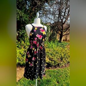 TORRID Floral🌺 Black Dress with Pink and Yellow Accents